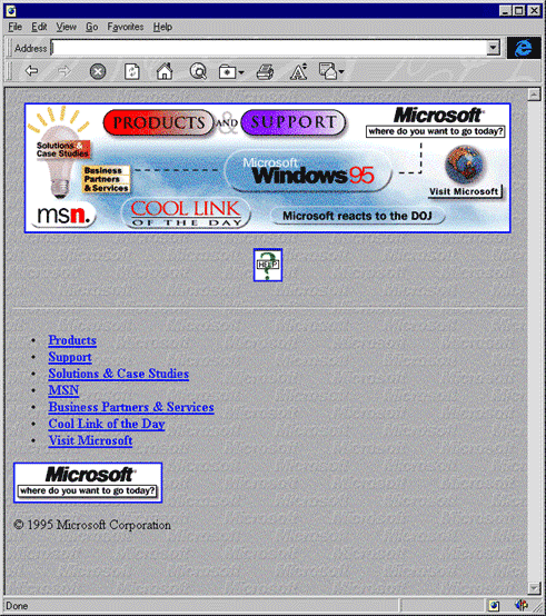 Microsoft homepage (1995)